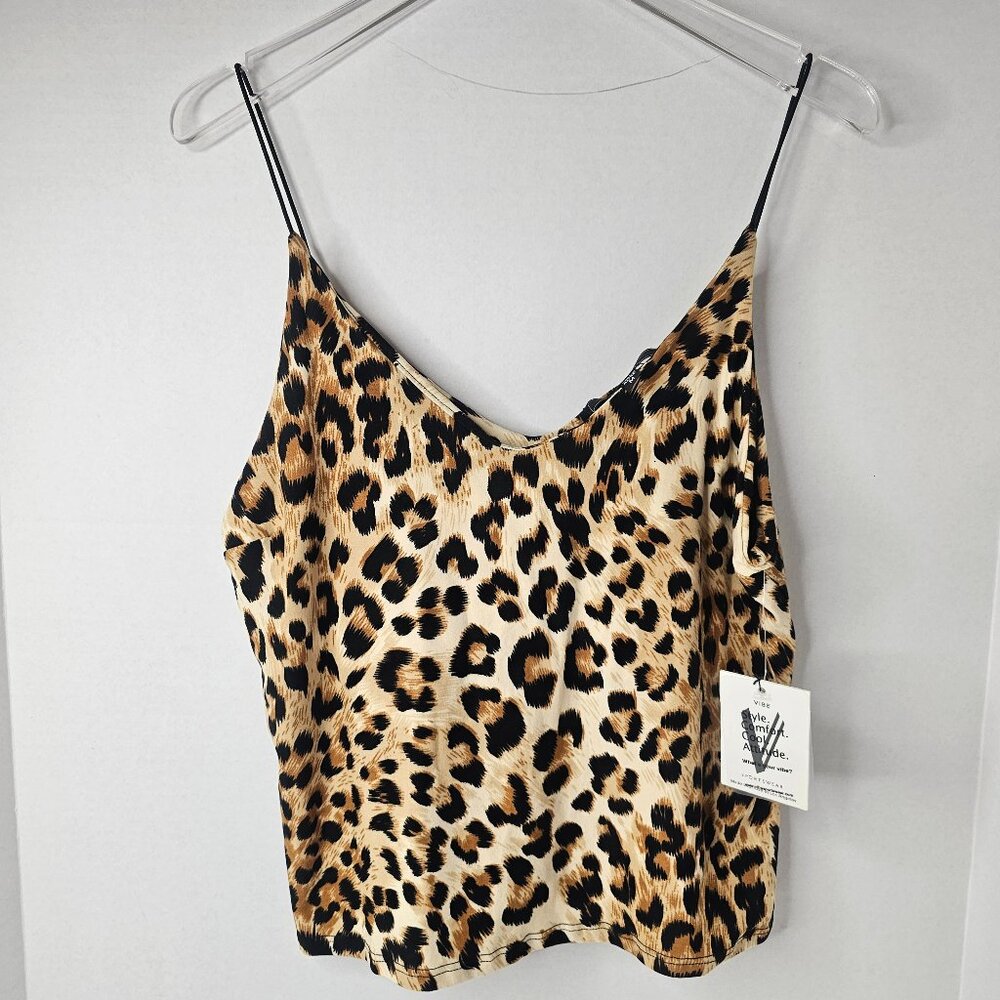 Vibe Cheetah Print Top Women V Neck Sleeveless Tank Size M Blouse